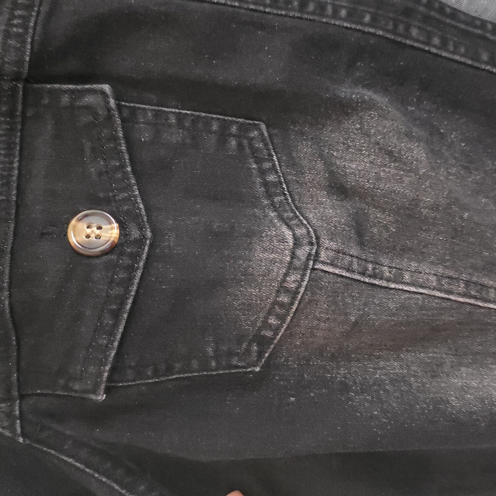 Distressed Black Cropped Denim Bolero Jacket – Size Large - Picture 3 of 9